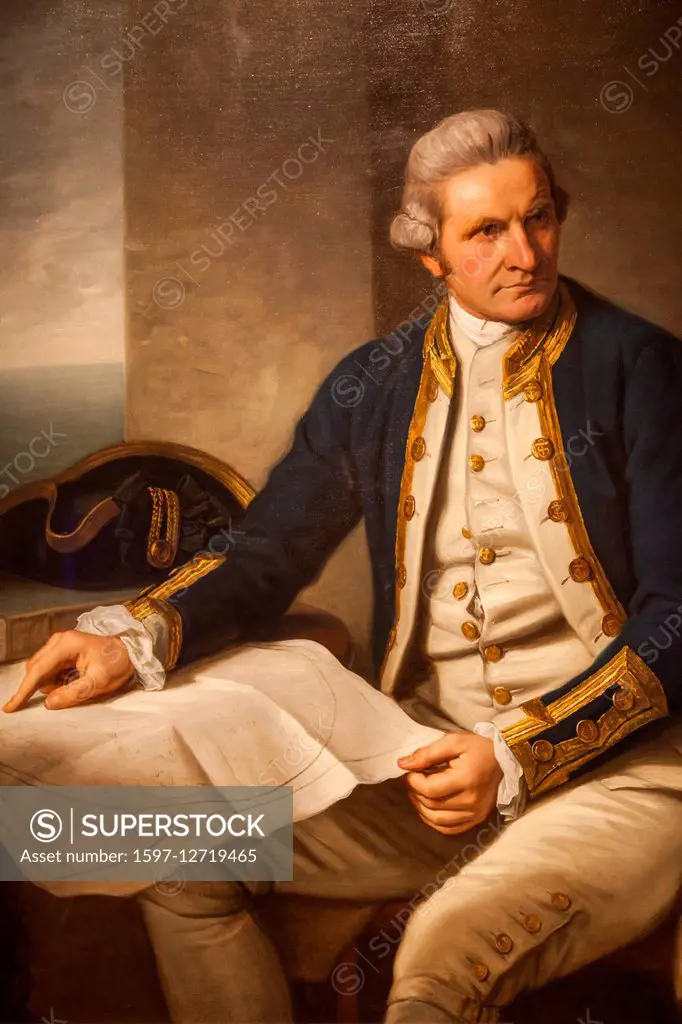 England, London, Greenwich, The Queen's House, Portrait of James Cook by Nathaniel Dance dated 1775-76