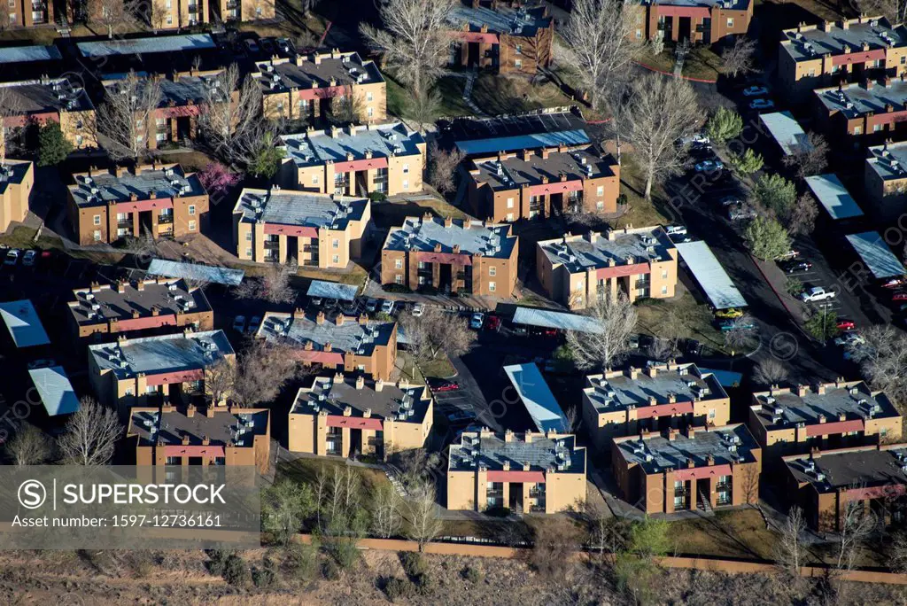 aerial of apartments in New Mexico,