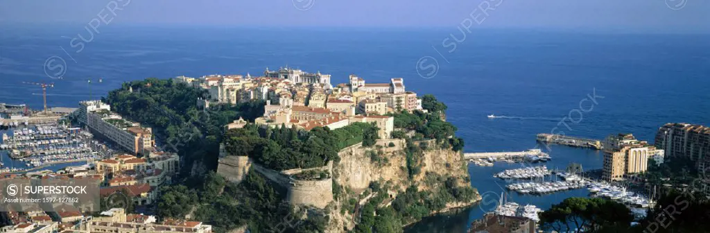 10634388, evening mood, Old Town, Fontvieille, Monaco, Monte Carlo, panorama, overview,