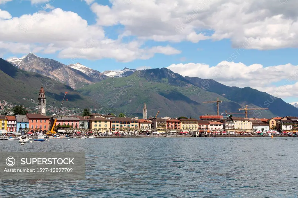 Switzerland, Europe, Ticino, Lago Maggiore, lake, mountains, Ascona