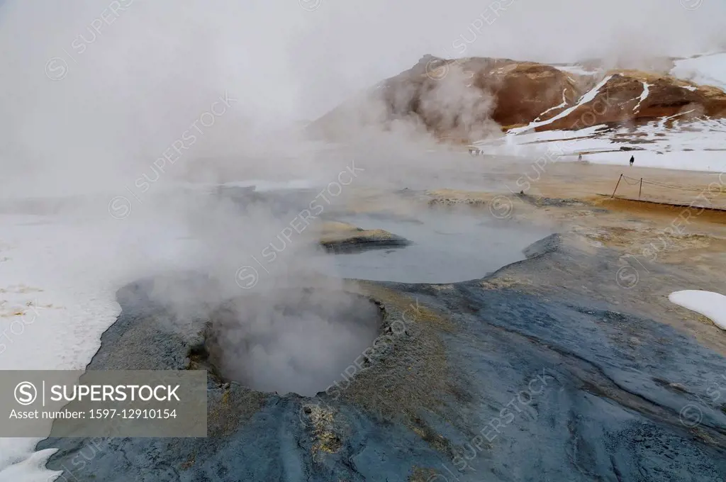 Hot springs and mud pots of Hverarönd near Myvatn in north Iceland.