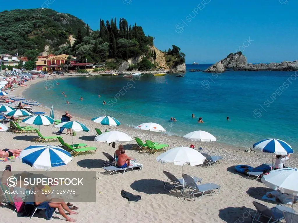 beach, seashore, beach, person, sand beach, sea, coast, bay, Mediterranean Sea, holidays, vacation, Parga, Epirus, Gre