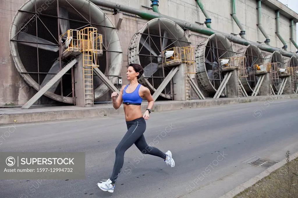 Woman, jogging, running, industry, sport, urban