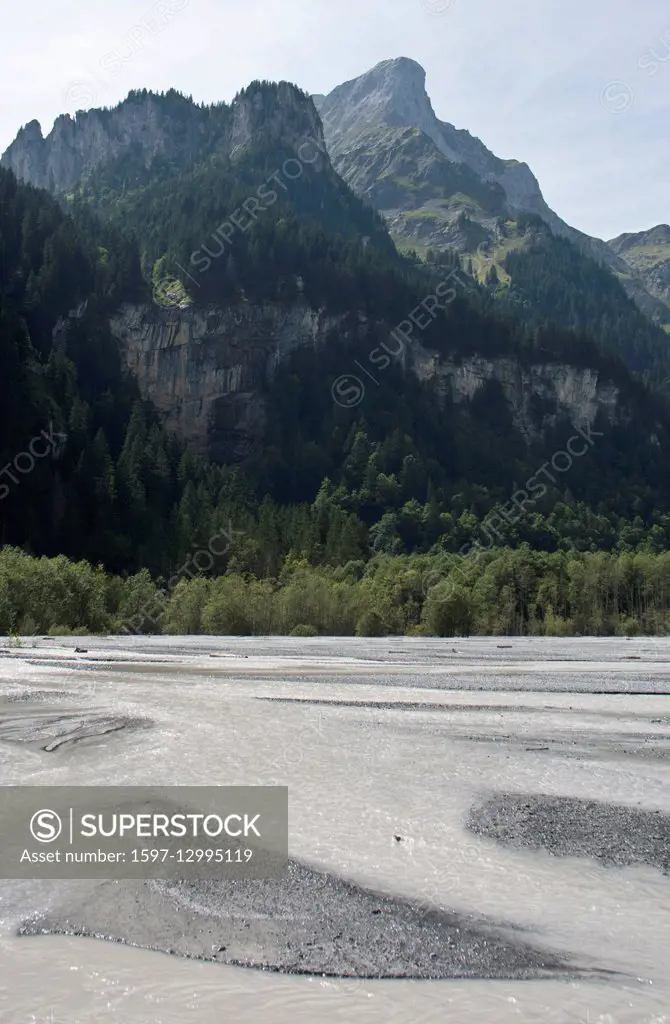 Switzerland, Europe, Bernese Oberland, Kiental, lake Tschingel, flood plain, nature reserve