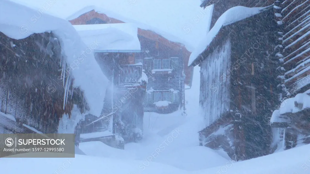 Feldis, winter, village, timber house, winter, mood, blizzard, snow, old, house, home, cold, fresh, snowfall, snowy, snowing, January, Switzerland, Gr...