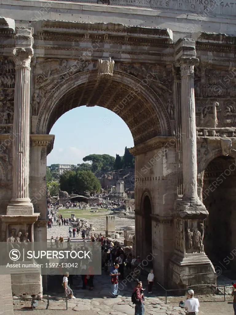 antique, antiquity, architecture, Arcus Septimii Severi, columns, forum Romanum, historical, Italy, Europe, Roman, R