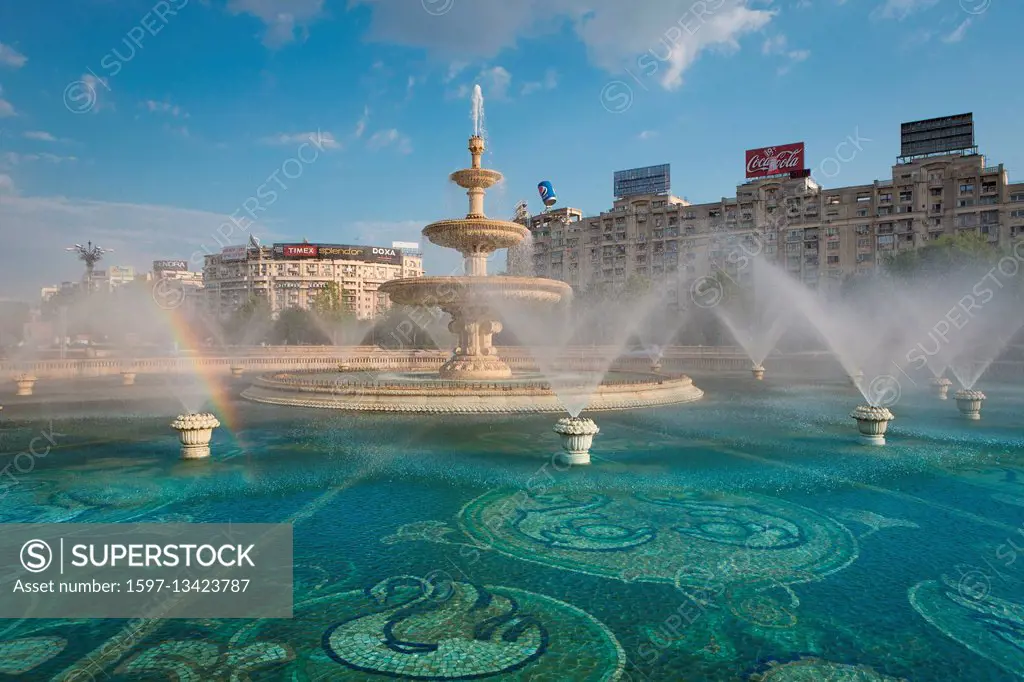 Romania, Bucharest City, Unirii Square, Unirii Fountain