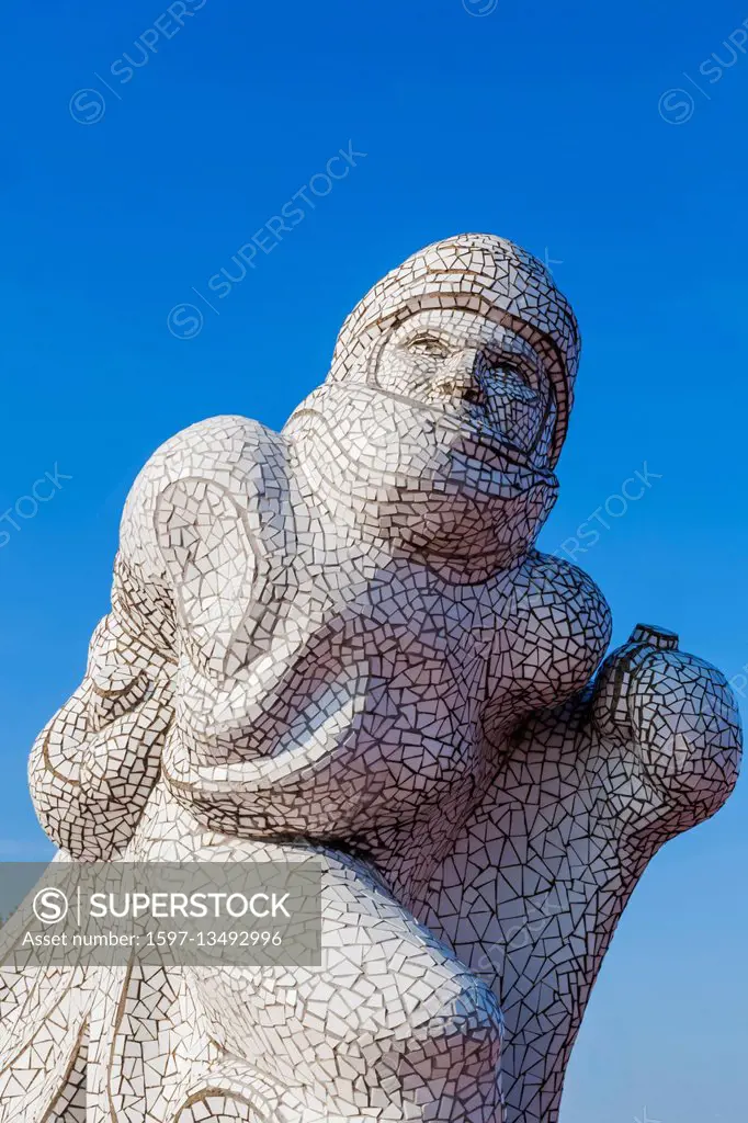 Wales, Cardiff, Cardiff Bay, The Antarctic 100 aka Captain Scott Memorial Statue by Jonathon Williams