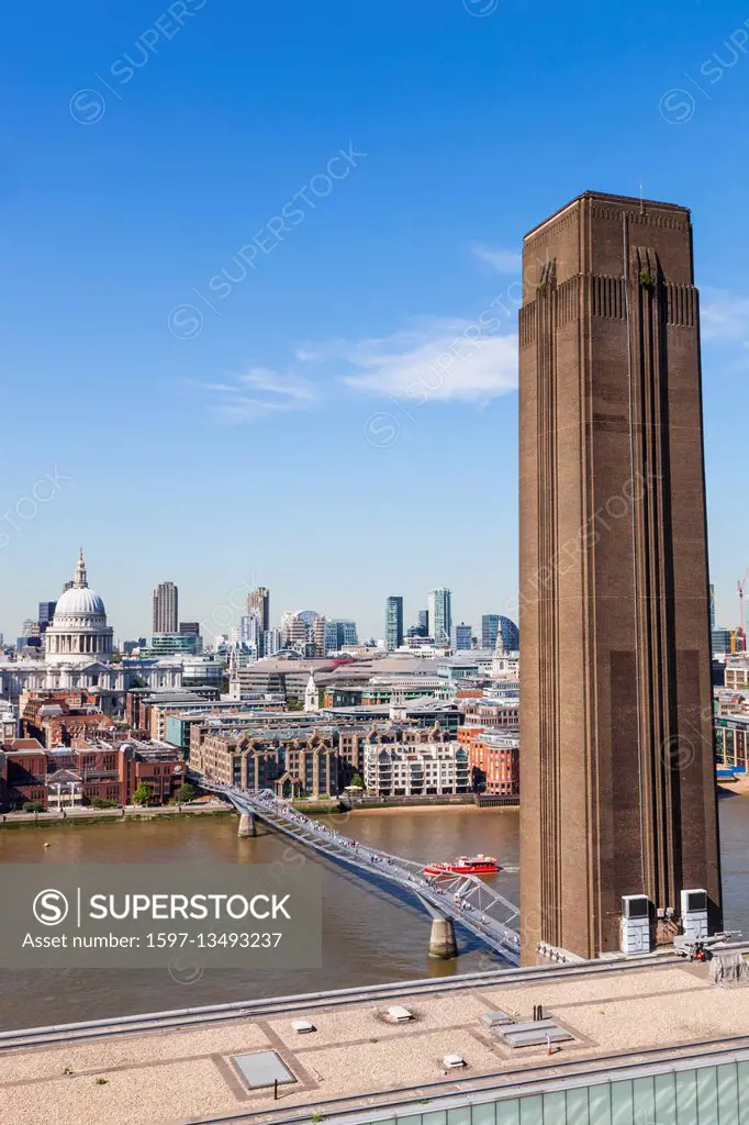 England, London, Tate Modern, View of The City of London Skyline