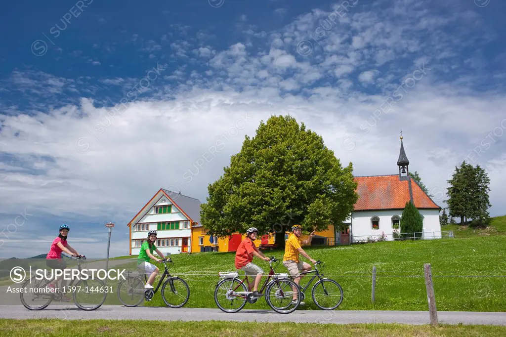 Appenzell, Appenzell Innerroden, Bicycle, bicycles, bike, riding a bicycle, riding a bike, bicycle, bike, group, electric bicycle, Switzerland, Europe...
