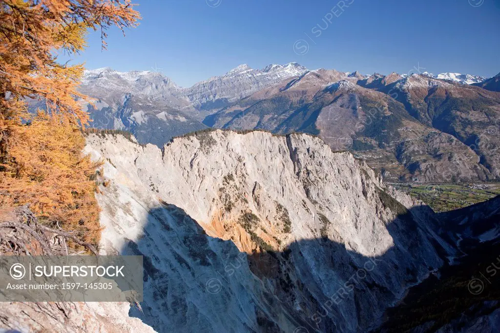 Mountain, mountains, autumn, cliff, rock, mountains, Valais, Wallis, ditch Ill, Rhone valley, erosion, Chandolin