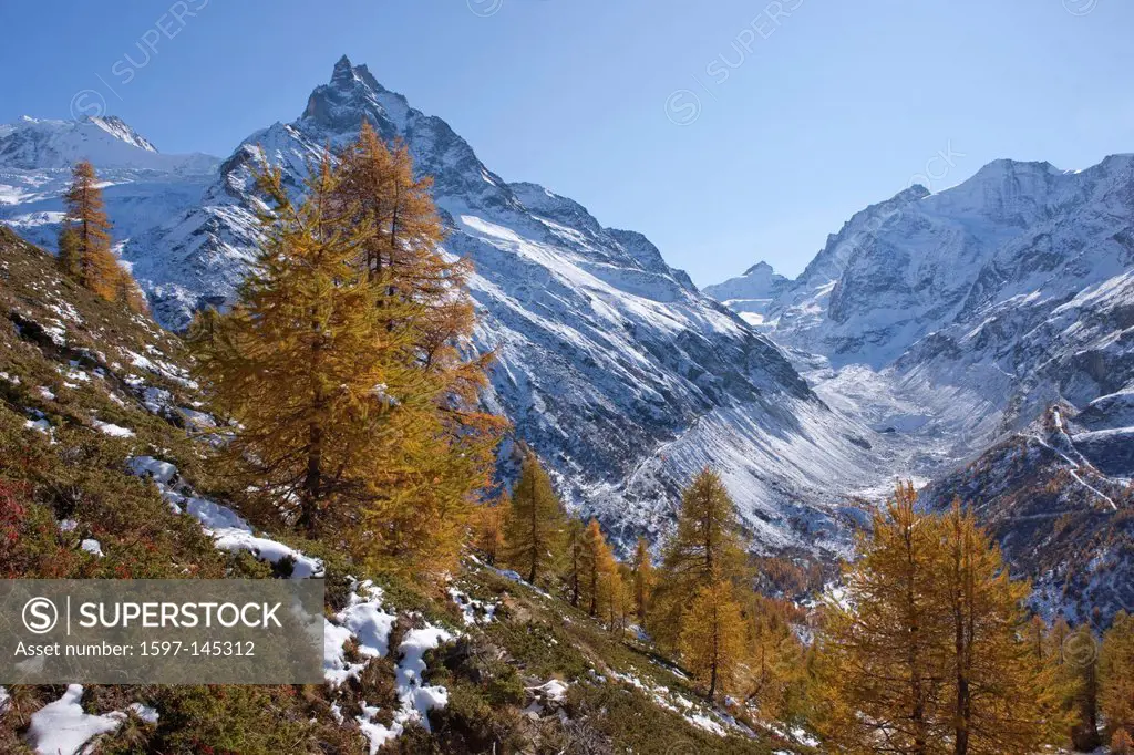 Mountain, mountains, autumn, Valais, Wallis, Besso, Val d´Anniviers, larches, Zinal