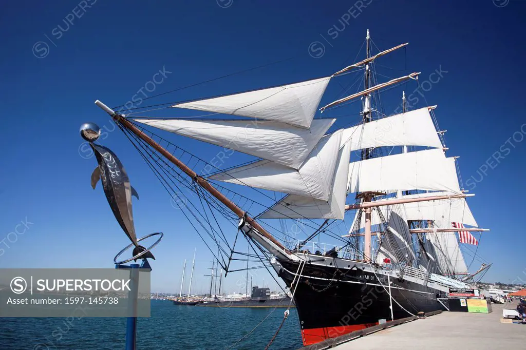 USA, United States, America, California, San Diego, City, Maritime Museum, sailing boat, The Star of India.,