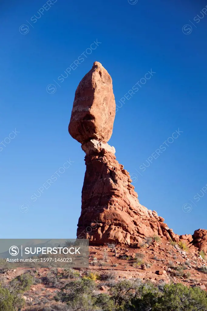 USA, United States, America, Utah, Arches, National Park, Balanced Rock, adventure, balanced, dry, erosion, formation, geology, nature, park, rock, ta...