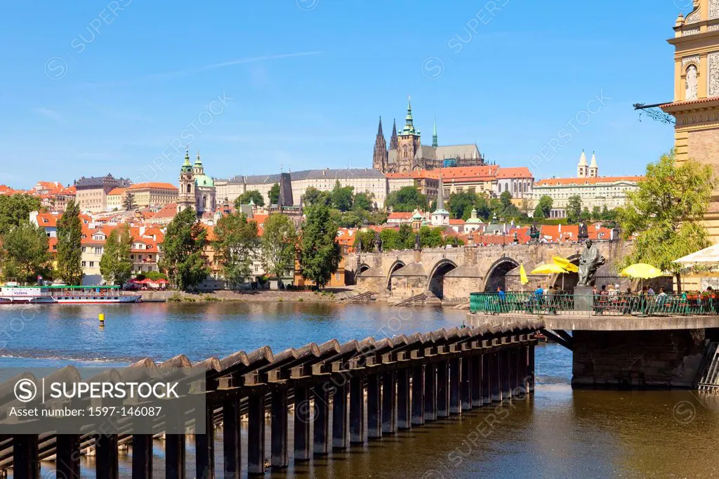 czech republic, prague _ charles bridge, hradcany castle, st. vitus, cathedral