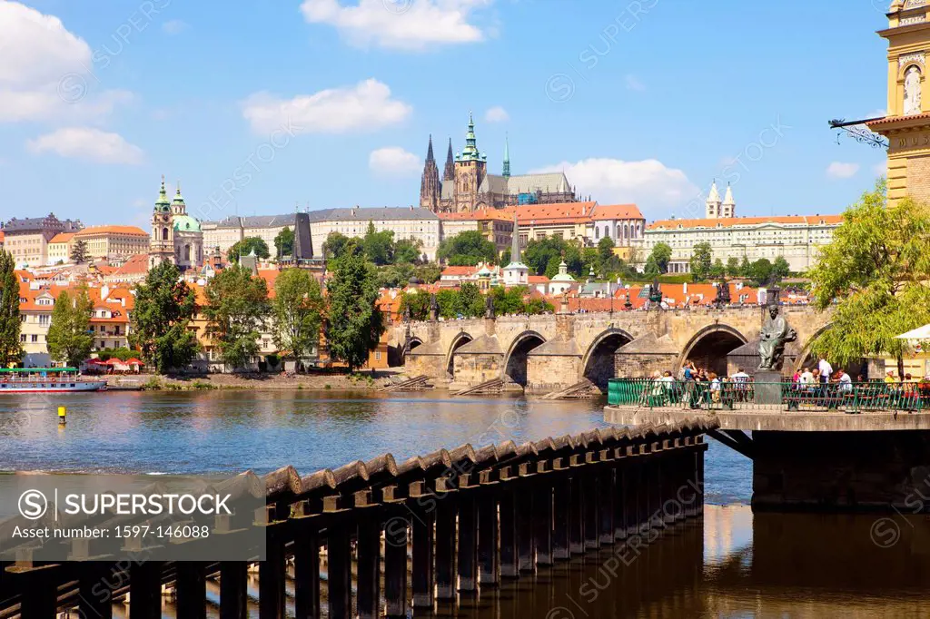 czech republic, prague _ charles bridge, hradcany castle, st. vitus, cathedral