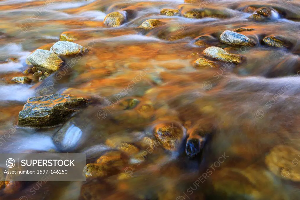 Movement, play of colors, riverbed, autumn, colors, Lonza, river, flow, Lötschental, reflection, Valais, Switzerland, Europe, colorfully, water, refle...