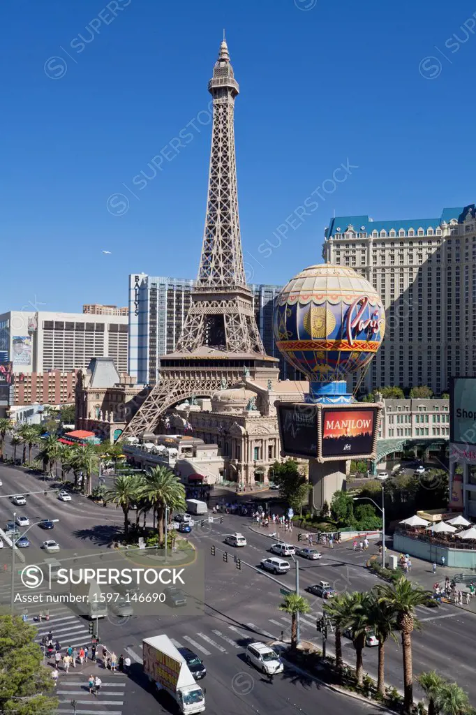 USA, United States, America, Nevada, Las Vegas, City, Strip, Avenue, Paris Hotel, architecture, attraction, balloon, clear, Eiffel, tower, hotel, Pari...