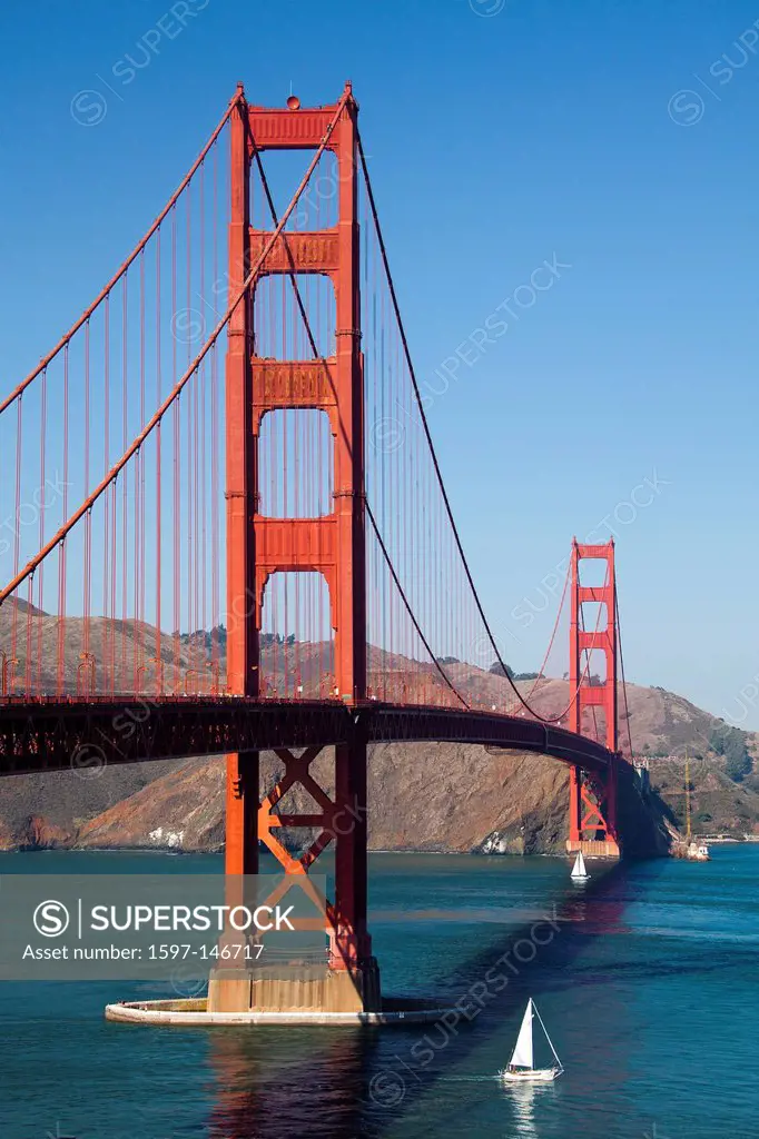 USA, United States, America, California, San Francisco, City, Golden Gate Bridge, architecture, bay, bridge, cables, famous, gate, red, skyline, suspe...