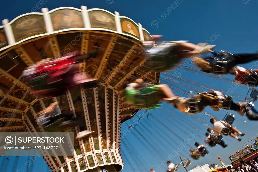 Old Wiesn, Bavaria, Germany, Europe, beer festival, October, tradition, party, festival, joy, speed, swiftness, carousel, chain carousel, Munich, nost...