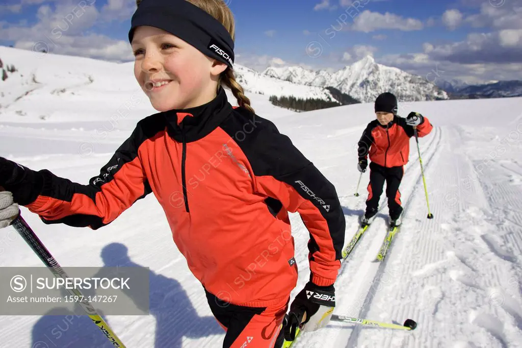 Children, going, cross_country, skiing, girls, sport, cross_country skiing, winter sports, joy, winter, cross_country trail,