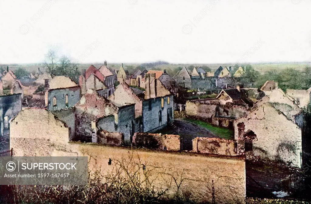 Ruins, damaged, village, Chtillon_sur_Morin, Esternay, Battle, Marne, Western Front, World War I, War, World War, Europe, 1914_1918, France, 1914, Au...