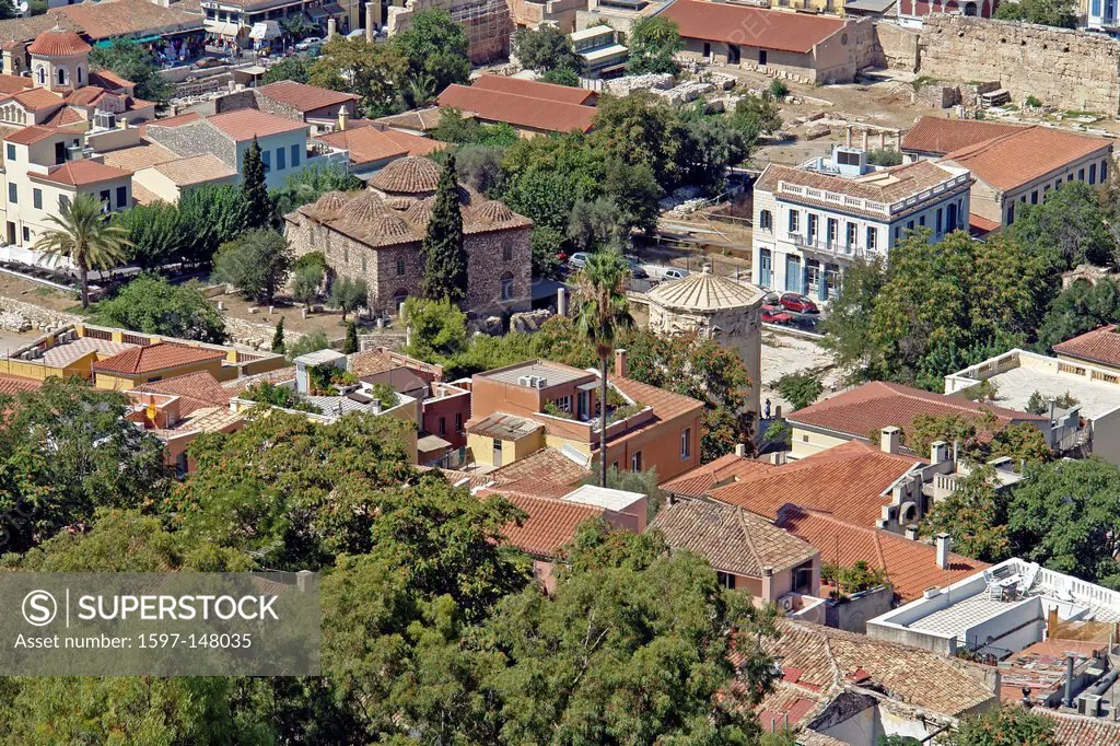 Europe, Greece, Attica, Athens, Aerides, tower, rook, winds, hoist, Tower of of wind, Roman Agora, Roman Market, Fethiye mosque, Fethiye Mosque, archi...
