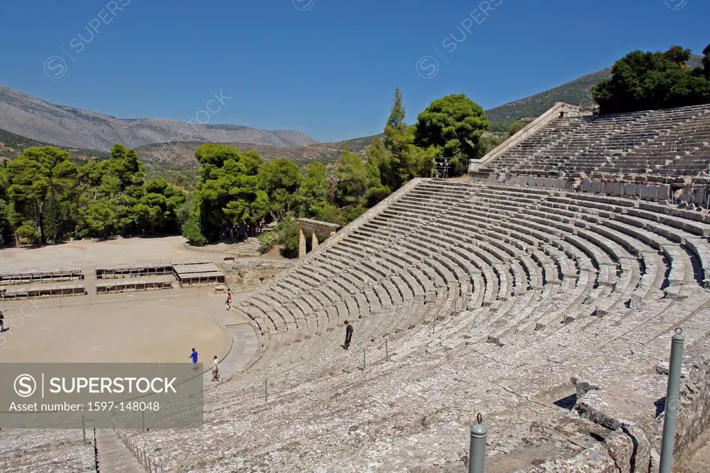 Europe, Greece, Pelepones, Epidauros, theater, ranks, seats, excavation, detail, Historical, museum, place of interest, landmark, stone, tourism, arch...