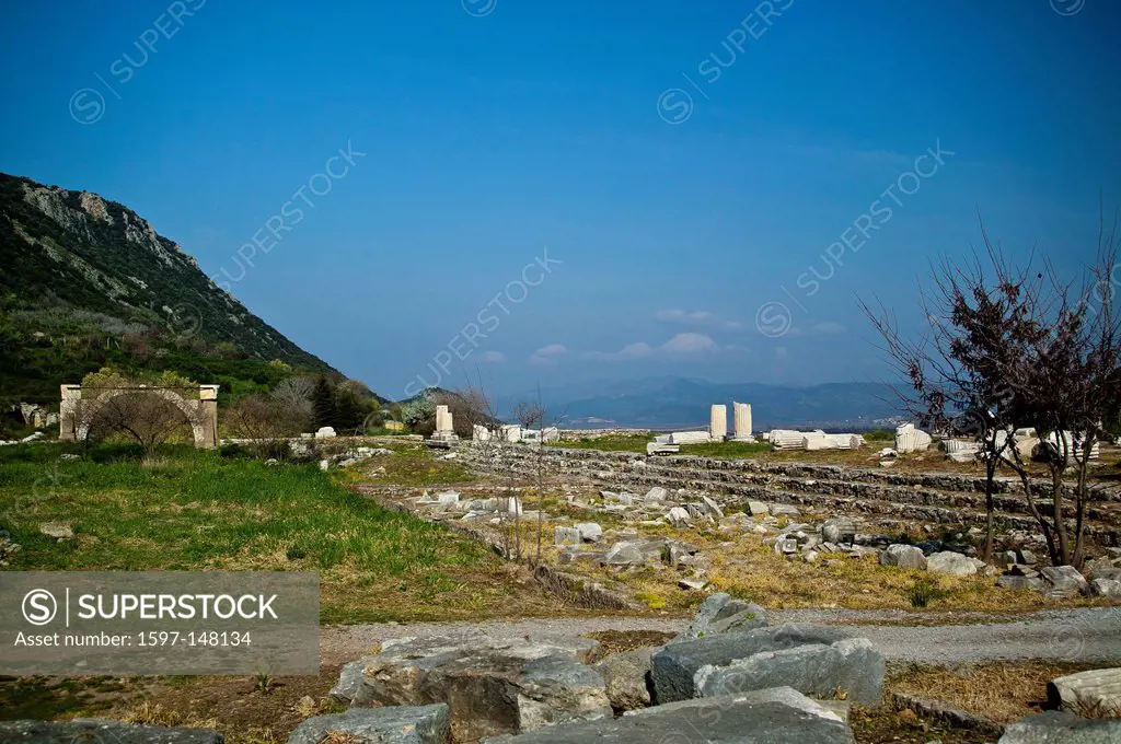 Agora, excavation, excavation site, building, Ephesos, Ephesus, province Izmir, Roman empire, place of interest, landmark, column, columns, column row...