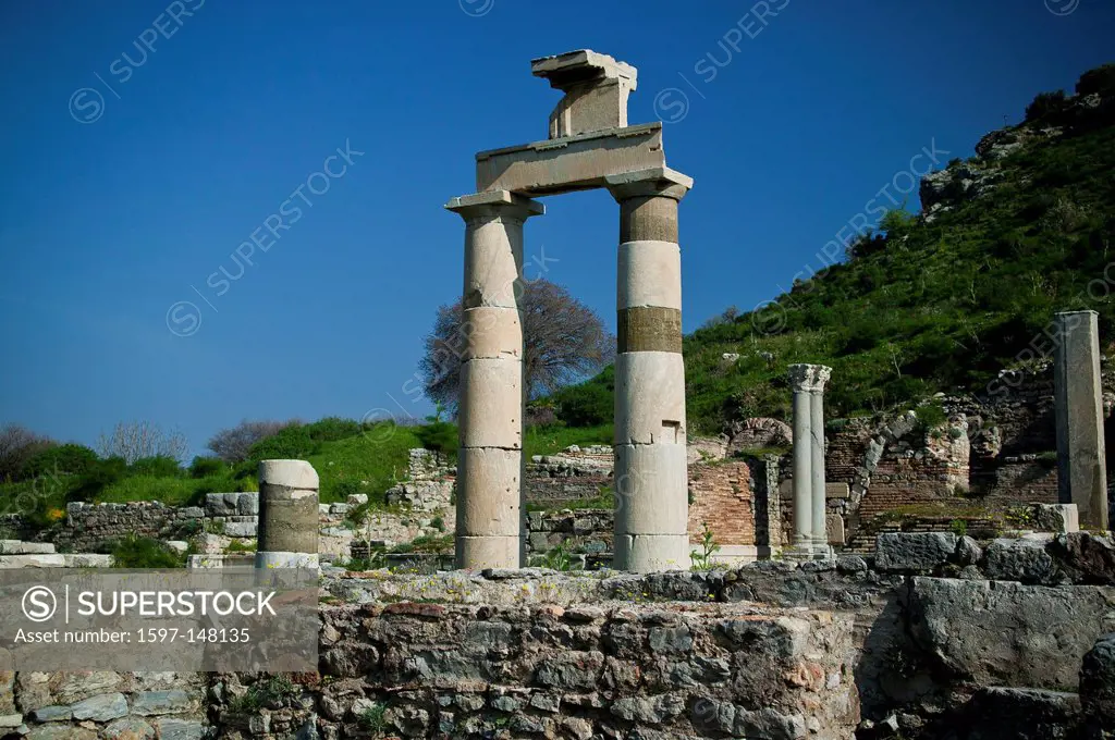 Excavation, excavation site, building, Ephesos, Ephesus, capital, capitals, Mehrzweckbau, province Izmir, Prytaneion, Roman empire, place of interest,...