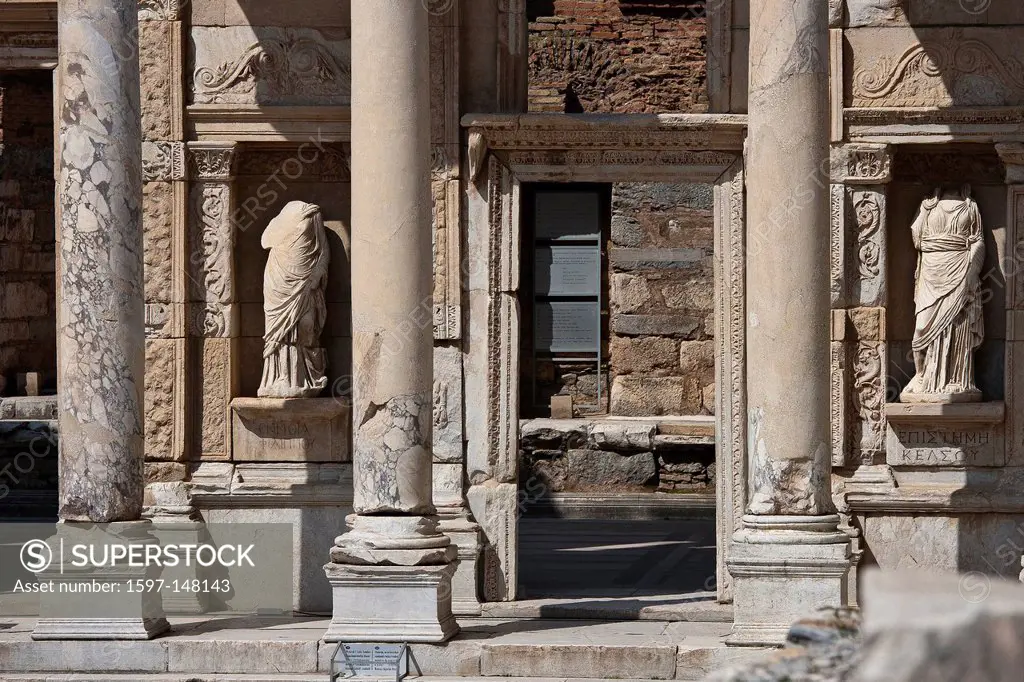 Arete, excavation, excavation site, building, library, Celsius, Celsius library, representation, entrance, Ennoia, Ephesos, Ephesus, Episteme, facade,...