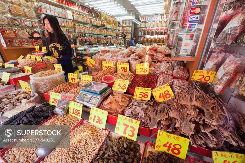 Asia, China, Hong Kong, Seafood, Dried Seafood, Chinese Food, Market Scene, Market Scenes, Street Market, Street Markets, Outdoor Market, Chinese Mark...