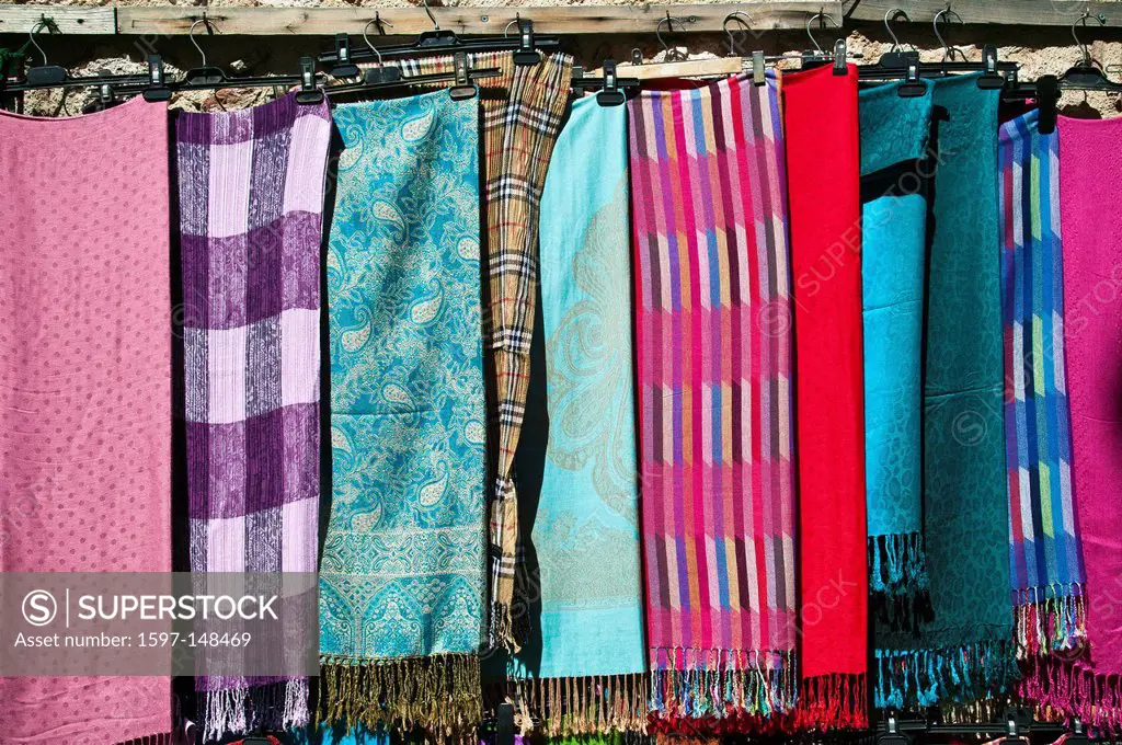 Craft, small present, scarf, souvenir, material, materials, textiles, dry goods, cloth, scarf, Turkey, Turkish Riviera, textiles, dry goods, bright, t...
