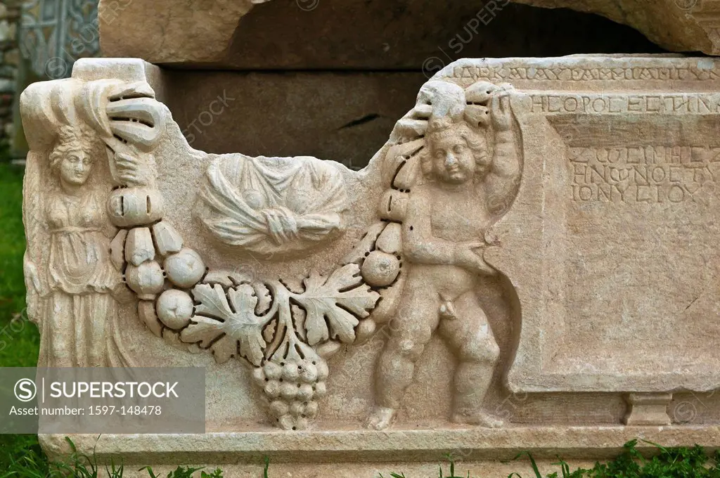 Aphrodisias, Aphrodite, excavation, sculpture, representation, figure, figures, fragment, history, province Aydin, relief, ruins, ruins, writing, hand...