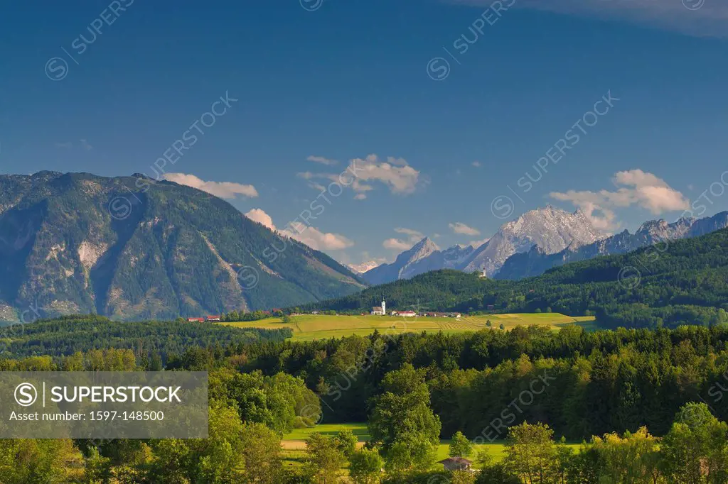 Europe, Germany, Bavaria, Upper Bavaria, Berchtesgaden country, Berchtesgaden, Saaldorf, sky, blue sky, rest, spare time, tourism, Rupertiwinkl, pre a...
