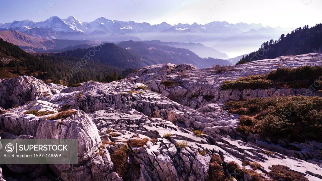 Alps, mountains, high mountains, mountainscape, mountain scenery, mountain landscape, Bernese Alps, Bernese Oberland, ledge, limestone, limestone plat...