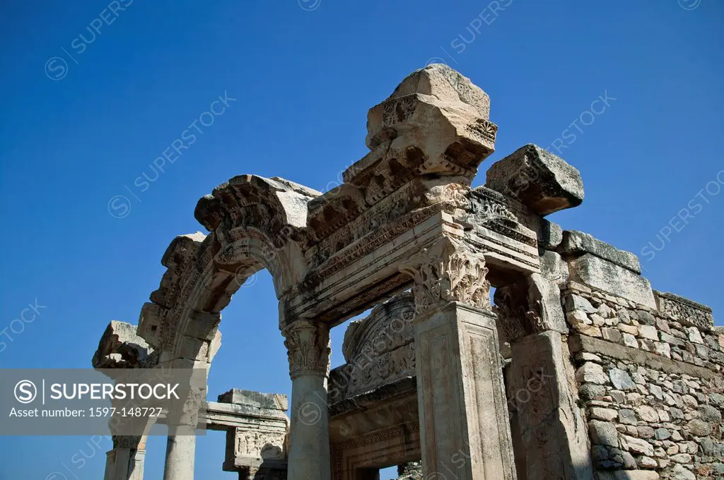 Excavation, excavation site, building, curve, Ephesos, Ephesus, Hadrian, Hadrian temple, province Izmir, Roman empire, place of interest, landmark, te...