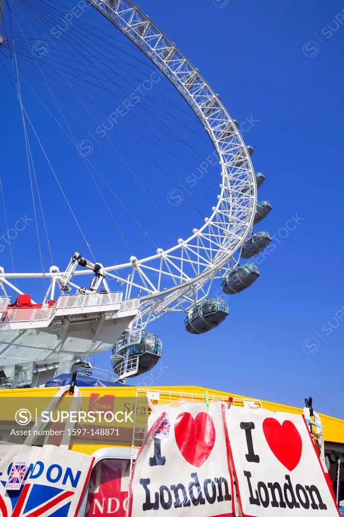 UK, United Kingdom, Europe, Great Britain, Britain, England, London, Millennium Wheel, London Eye, Wheel, Embankment, Landmark, Tourism, Travel, Holid...