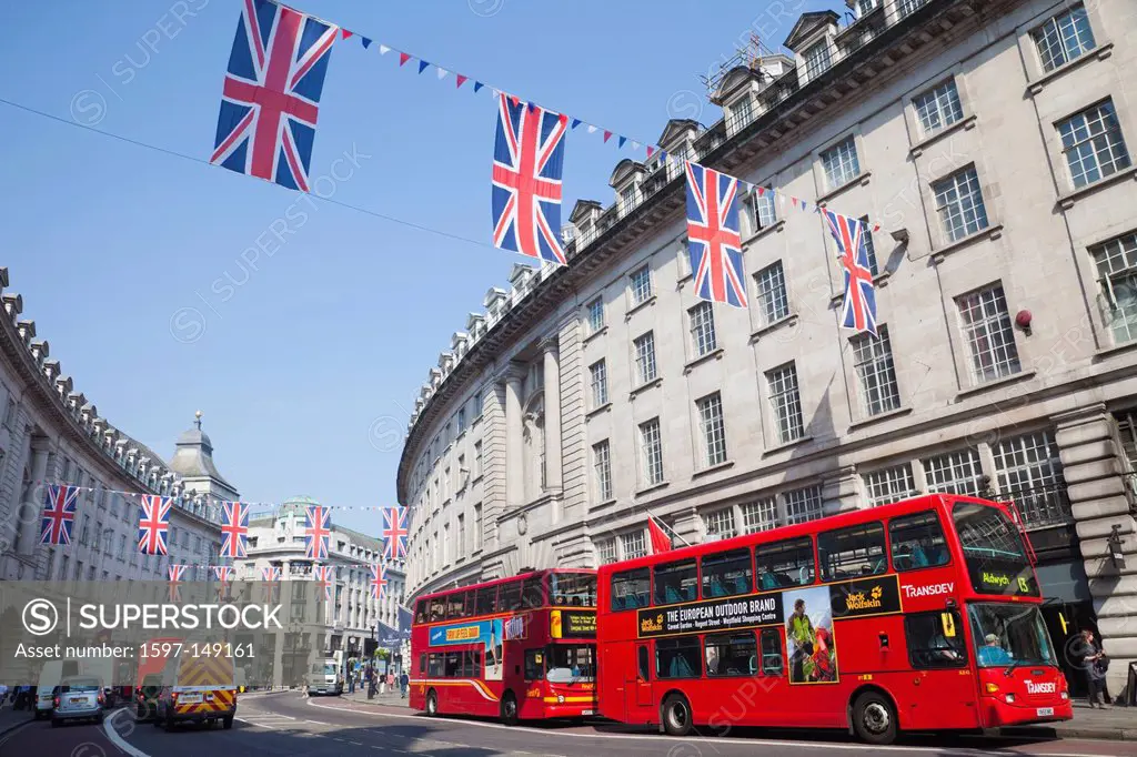 UK, United Kingdom, Europe, Great Britain, Britain, England, London, Regent Street, Bus, Double Decker Bus, London Bus, British Flag, Union Jack, Tour...