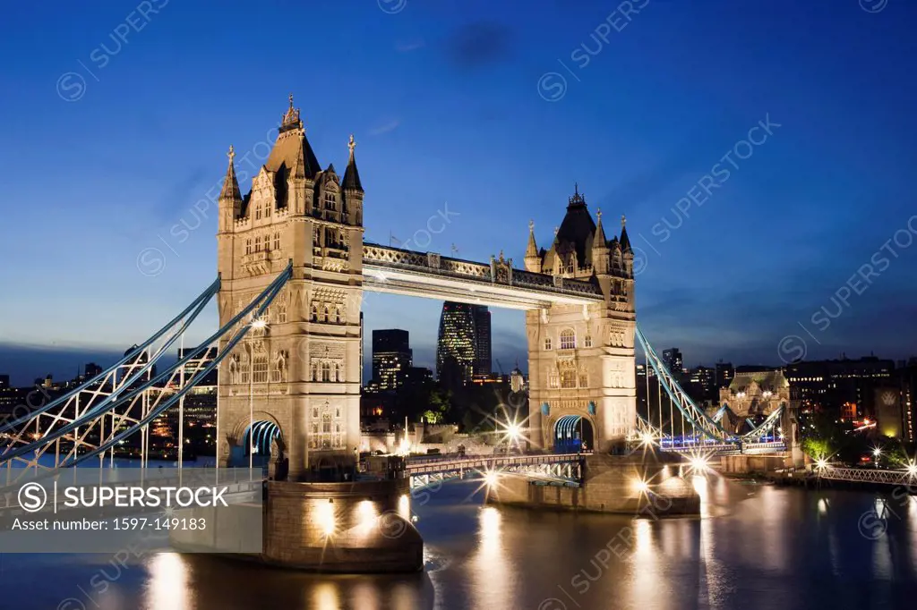 UK, United Kingdom, Europe, Great Britain, Britain, England, London, Tower Bridge, Thames River, River Thames, Landmark, Bridge, Bridges, Night, View,...