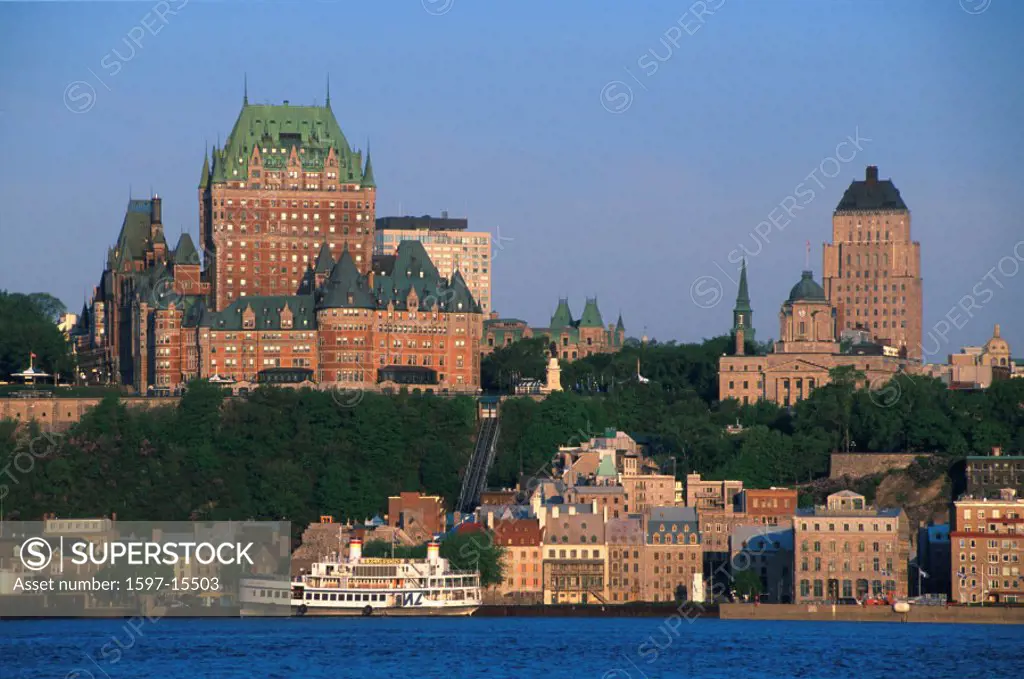 Canada, North America, America, Chateau Frontenac, Quebec, Quebec city, river, shore