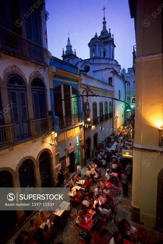 Arco do Telles, at night, Brazil, South America, company, guests, lane, night, overview, people, restaurant, Rio de