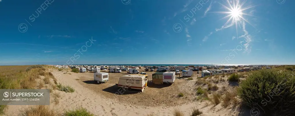 France, Europe, Bouches_du_Rhone, Port_Saint_Louis_du_Rhone, Plage, Piemanson, landscape, summer, beach, camping, caravan,