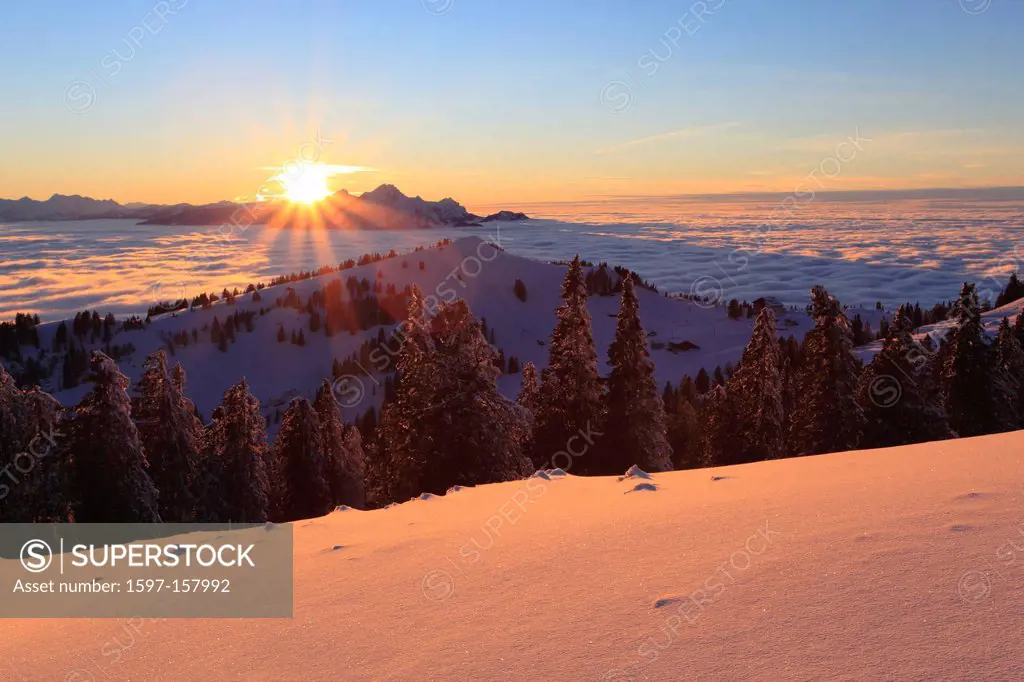 Evening, evening light, Alp, Alps, afterglow, alpenglow, view, mountain, mountains, mountain, mountain panorama, Bernese Alps, mountains, back light, ...