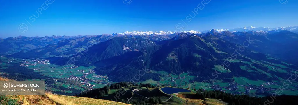 Austria, Europe, Tyrol, lowlands, Söll, mood, panorama, scenery, Hohe Salve, Hohe Tauern, Brixental, Grossvenediger, Grossglockner, west village, Brix...