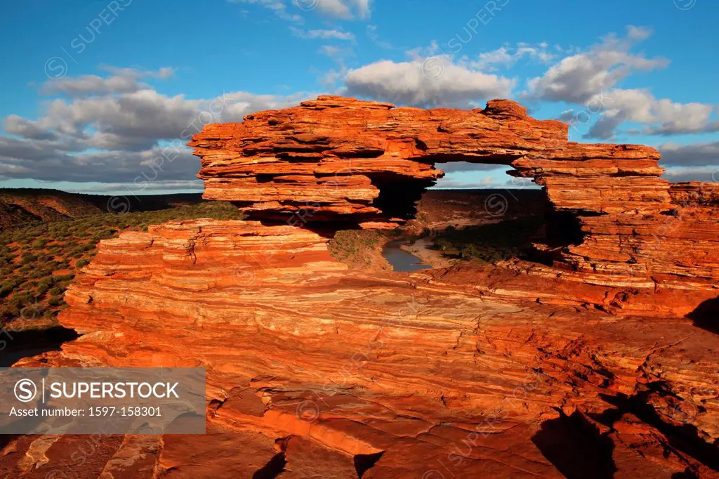 Natures Window, Kalbarri, National, park, western Australia, west coast, coast, landmark, Australia, view, window, gulch, red sand, sand, red, stone, ...
