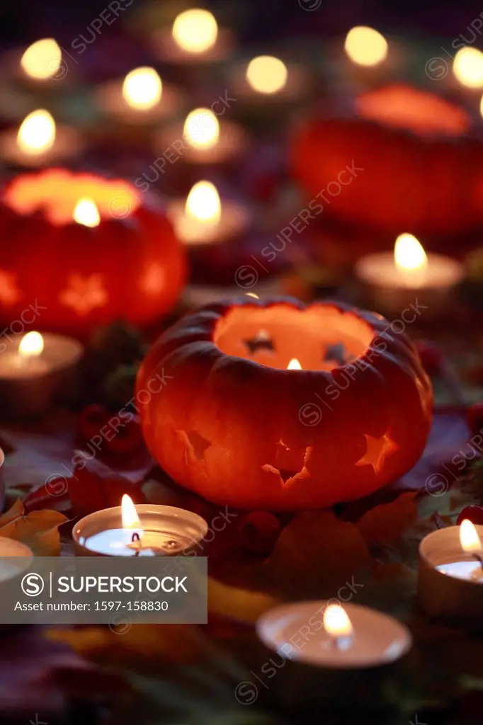 Maple, leaf, leaves, decoration, detail, Halloween, autumn, autumn color, autumn colors, autumn foliage, colouring, candle, candles, pumpkin, pumpkins...