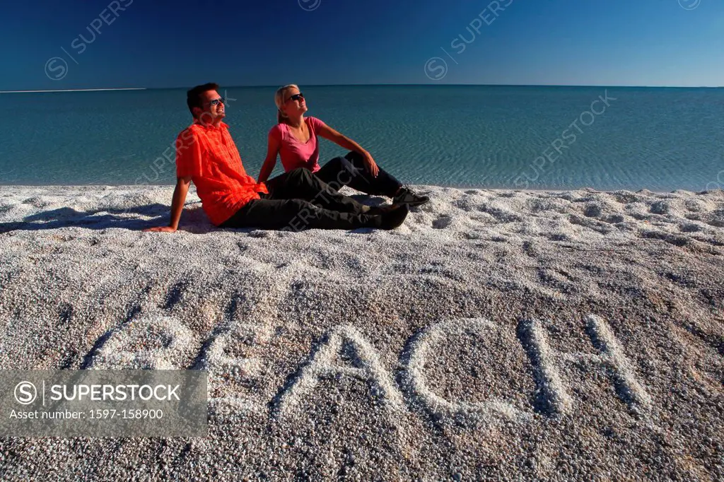 Shell Beach, L´Haridon Bight, western Australia, west coast, coast, Australia, mussels, cockles, beach, seashore, sea, bay, Peron peninsula, sunrise, ...