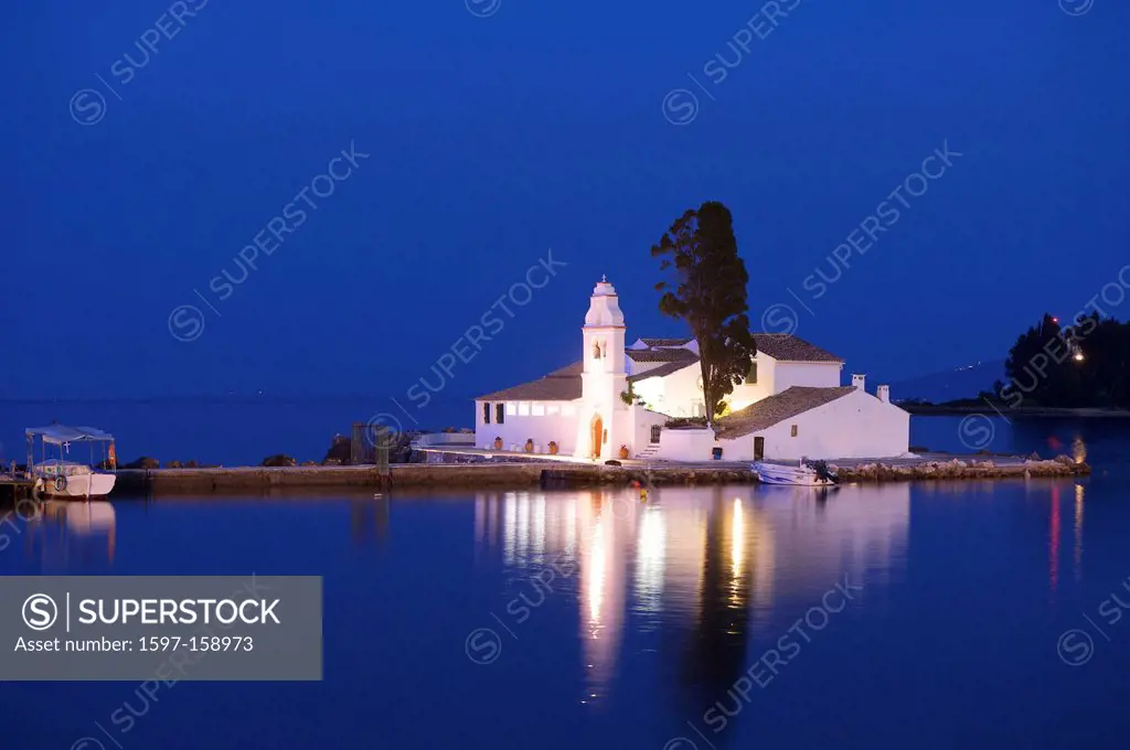 Greece, Europe, Ionic islands, isles, Kerkira, Kerkyra, Corfu, Mediterranean Sea, island, isle, islands, isles, outdoors, outside, evening, atmosphere...