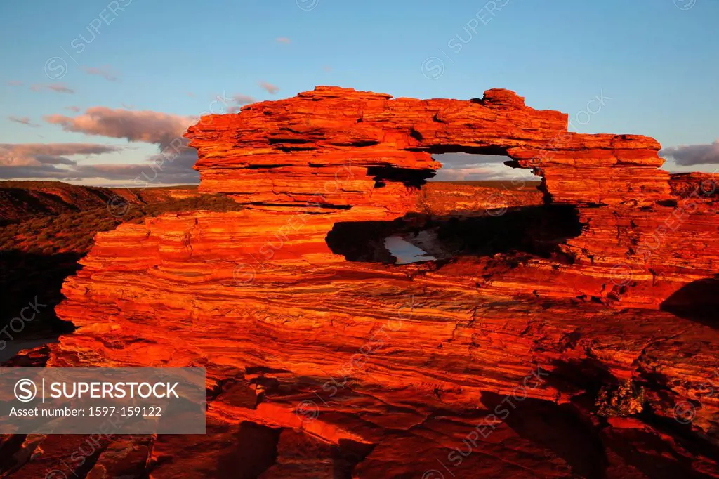 Natures Window, Kalbarri, National, park, western Australia, west coast, coast, landmark, Australia, view, window, gulch, red sand, sand, red, stone, ...